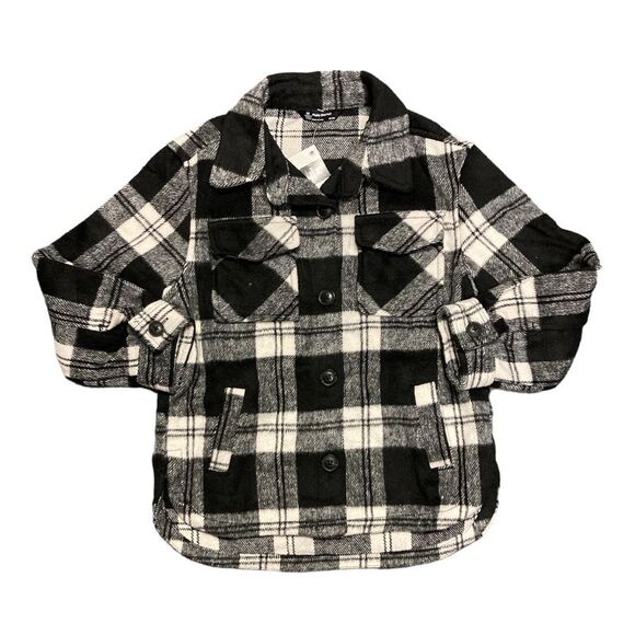 Black Plaid - Member's Mark Girl's Long Sleeve Relaxed Fit Button Up Plaid Shack - Picture 1 of 2